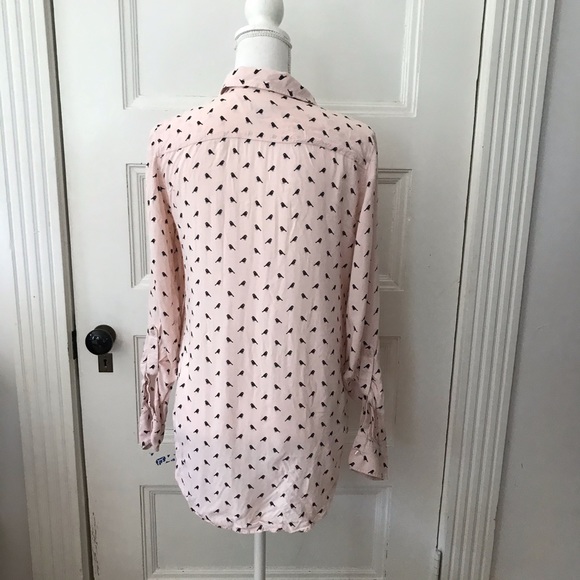 Talbots Pink Bird Print Blouse Top Rayon - Picture 2 of 9